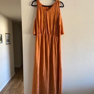 Long, flowy rust dress